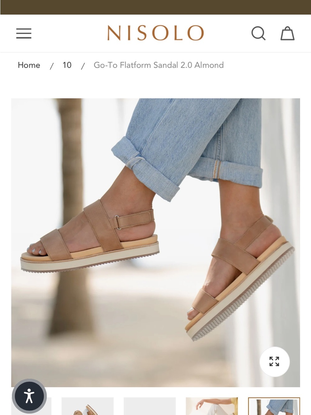 Nisolo Tan Leather Double-Strap Flatform Sandals - Almond